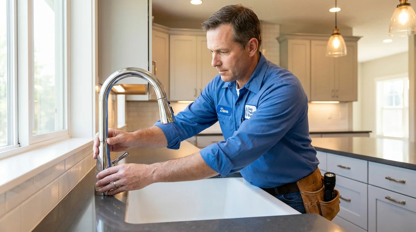 Kitchen faucet installation by Johns Plumbing LLC in Delevan